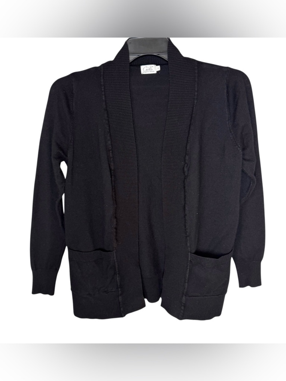CIELO Women’s Black Viscose Open Pocketed Sweater Cardigan Sz XL